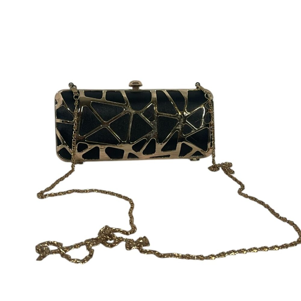 Sephora Black/Goldtone Evening Purse Chain Clutch